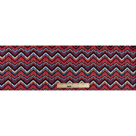 Red, Brown and Blue Chevron Stretch Cotton Sateen