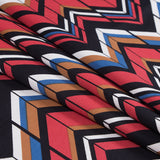 Red, Brown and Blue Chevron Stretch Cotton Sateen