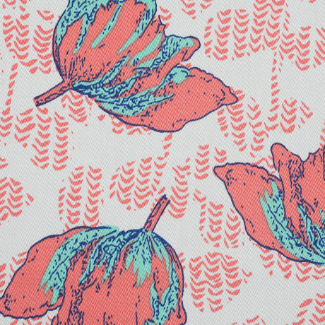 Coral and Seafoam Floral Stretch Cotton Sateen