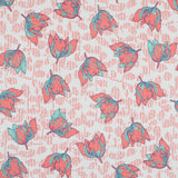 Coral and Seafoam Floral Stretch Cotton Sateen