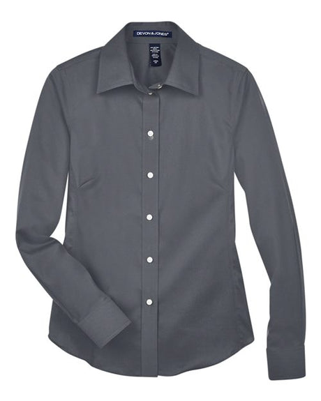 Devon & Jones Women's Crown Collection Solid Stretch Twill Dress Shirt