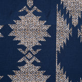 Blue and Beige Geometric Stretch Cotton Twill