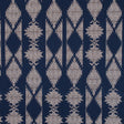 Blue and Beige Geometric Stretch Cotton Twill