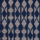 Blue and Beige Geometric Stretch Cotton Twill