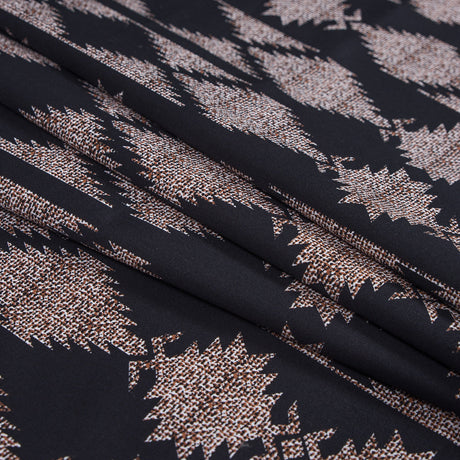 Black and Brown Geometric Stretch Cotton Twill