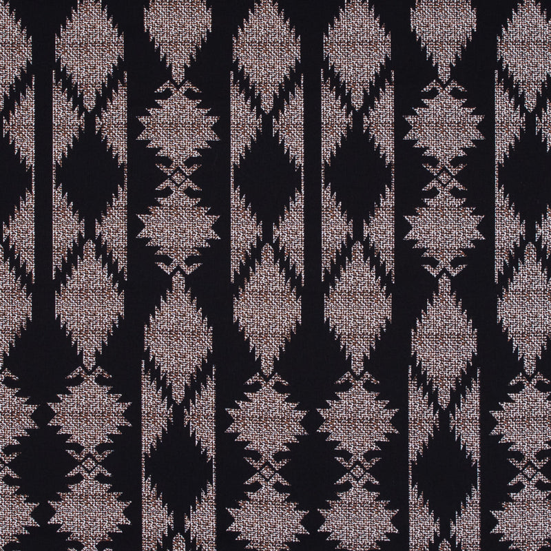 Black and Brown Geometric Stretch Cotton Twill