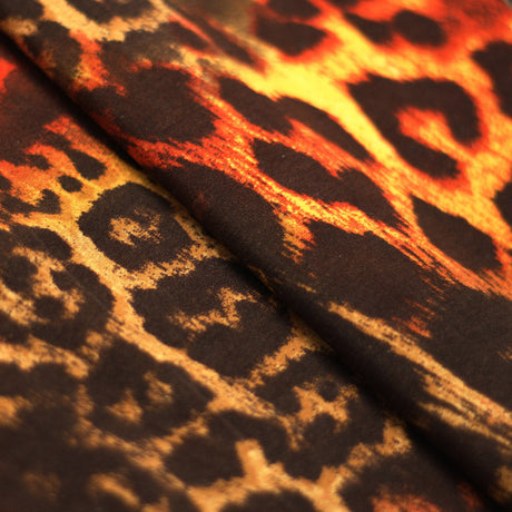 Animal Patch Polyester Spandex Fabric - Turquoise/Brown, Orange/Brown, Red/Black Animal Skin Print, 58/60" Width (1 Yard)