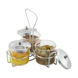 Winco WH-4 Chrome-Plated Wire 3-Ring Condiment Jar Holder Rack