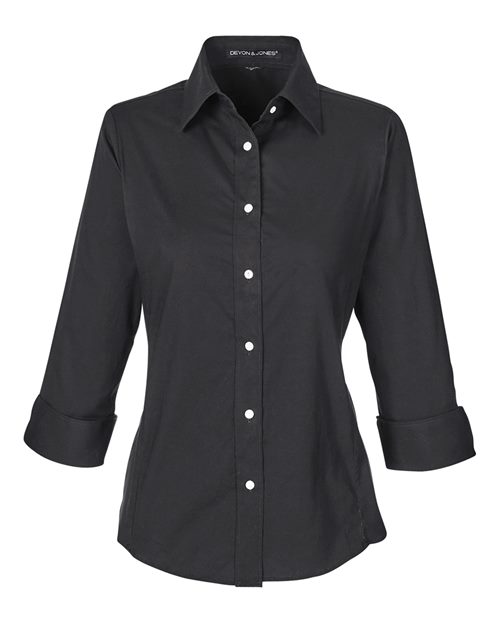Devon & Jones Women's Perfect Fit Three-Quarter Sleeve Stretch Poplin Dress Shirt