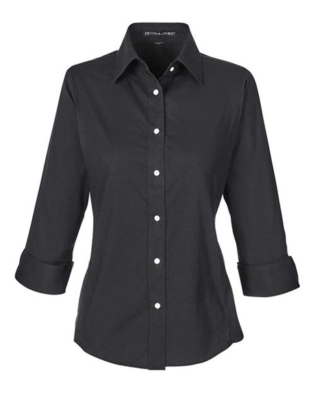 Devon & Jones Women's Perfect Fit Three-Quarter Sleeve Stretch Poplin Dress Shirt