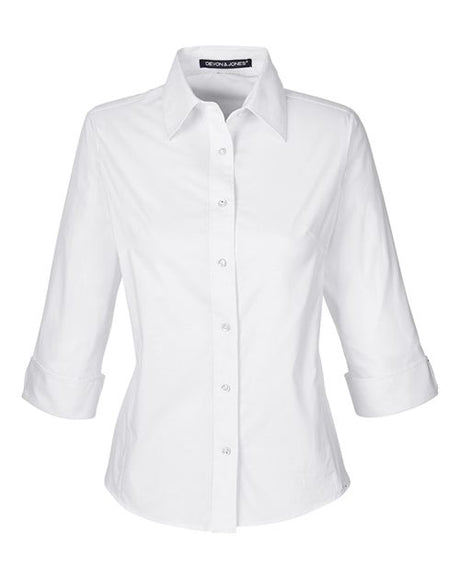 Devon & Jones Women's Perfect Fit Three-Quarter Sleeve Stretch Poplin Dress Shirt
