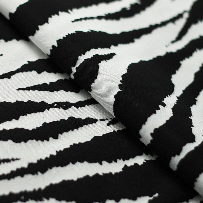 Zebra Polyester Spandex Fabric - Black And White Zebra Print, 58/60" Width (1 Yard)