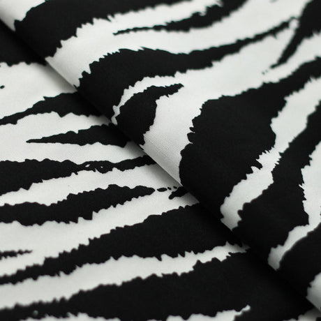 Zebra Polyester Spandex Fabric - Black And White Zebra Print, 58/60" Width (1 Yard)