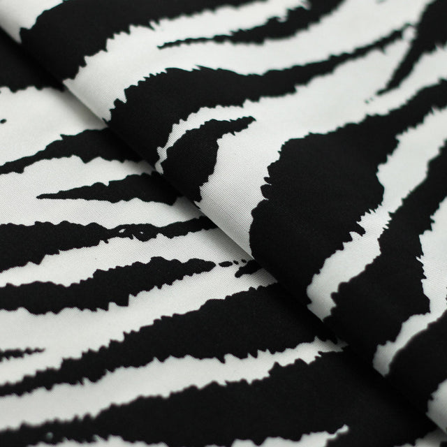 Zebra Polyester Spandex Fabric - Black And White Zebra Print, 58/60" Width (1 Yard)
