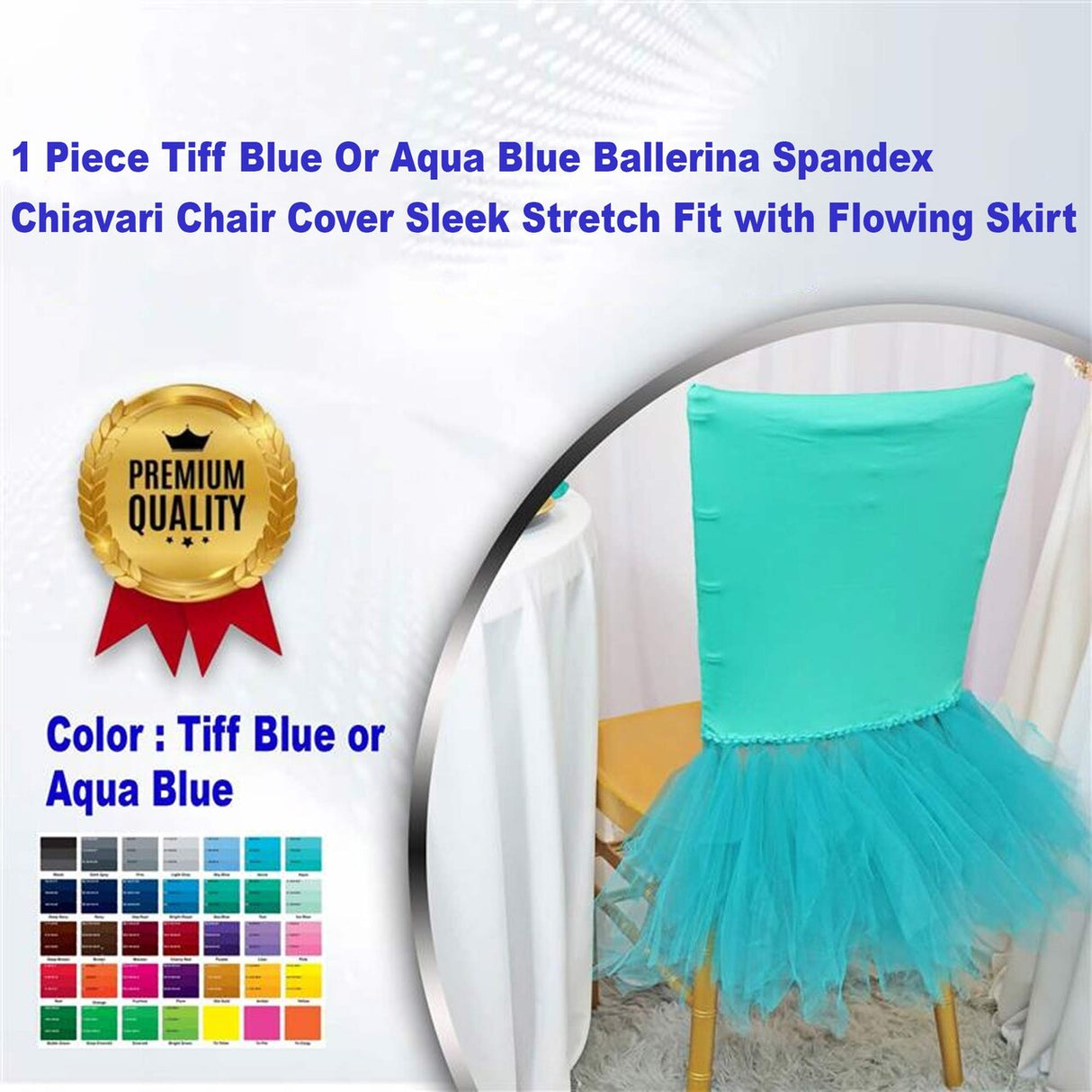 1 Piece Tiff & Aqua Blue Ballerina Spandex Chair Cover Stretch Fit with Skirt