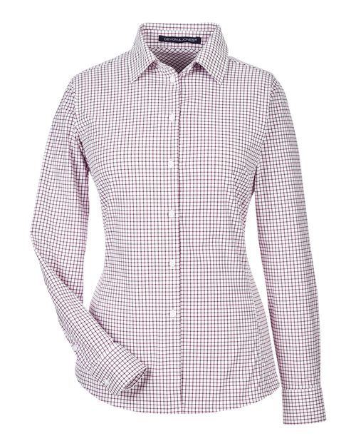 Devon & Jones Women's CrownLux Performance Micro Windowpane Woven Dress Shirt