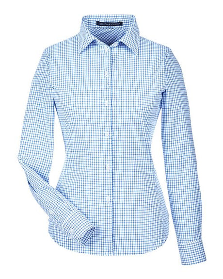 Devon & Jones Women's CrownLux Performance Micro Windowpane Woven Dress Shirt