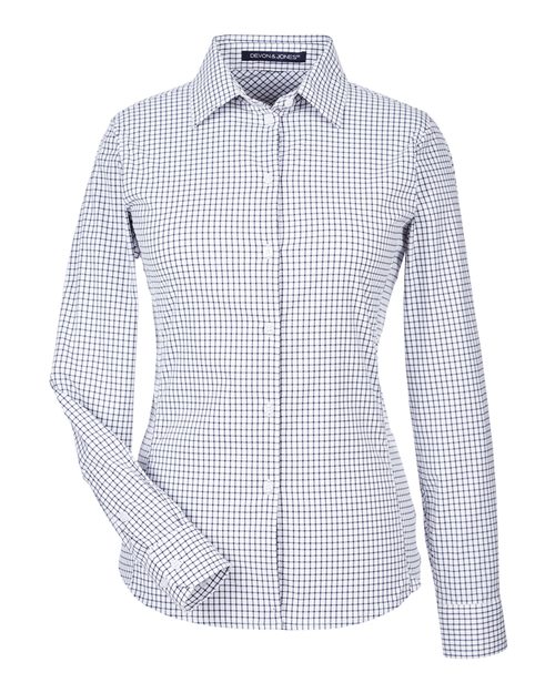 Devon & Jones Women's CrownLux Performance Micro Windowpane Woven Dress Shirt