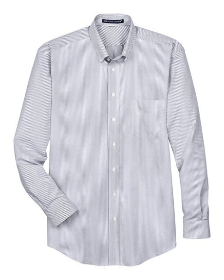 Devon & Jones Men's Crown Collection Banker Stripe Woven Dress Shirt