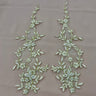 1 Pair Beaded & Corded Floral Lace Applique 100% Polyester Organza 17" x 4.5"