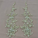 Beaded Floral Lace Applique Ivory Gold