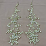 Beaded Floral Lace Applique Ivory Gold