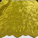 1 Yard - Beaded Bridal Lace Fabric Embroidered on 100% Polyester Satin - Ivory with Gold - 54" Wide