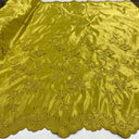 1 Yard Beaded Bridal Lace Fabric Embroidered on 100% Polyester Satin 54"