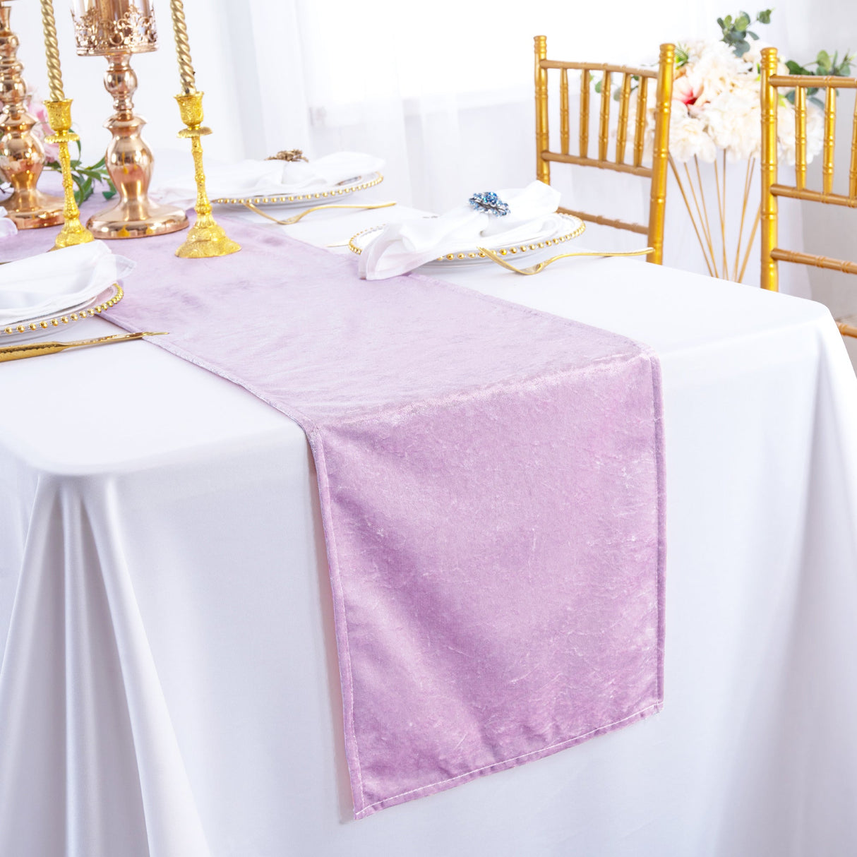 Velvet Table Runner 13x108 Lavender