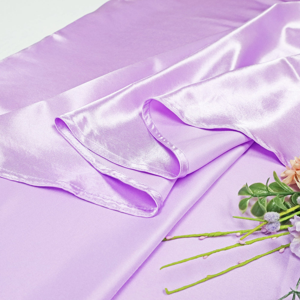 Round Satin Tablecloth 132" Lavender