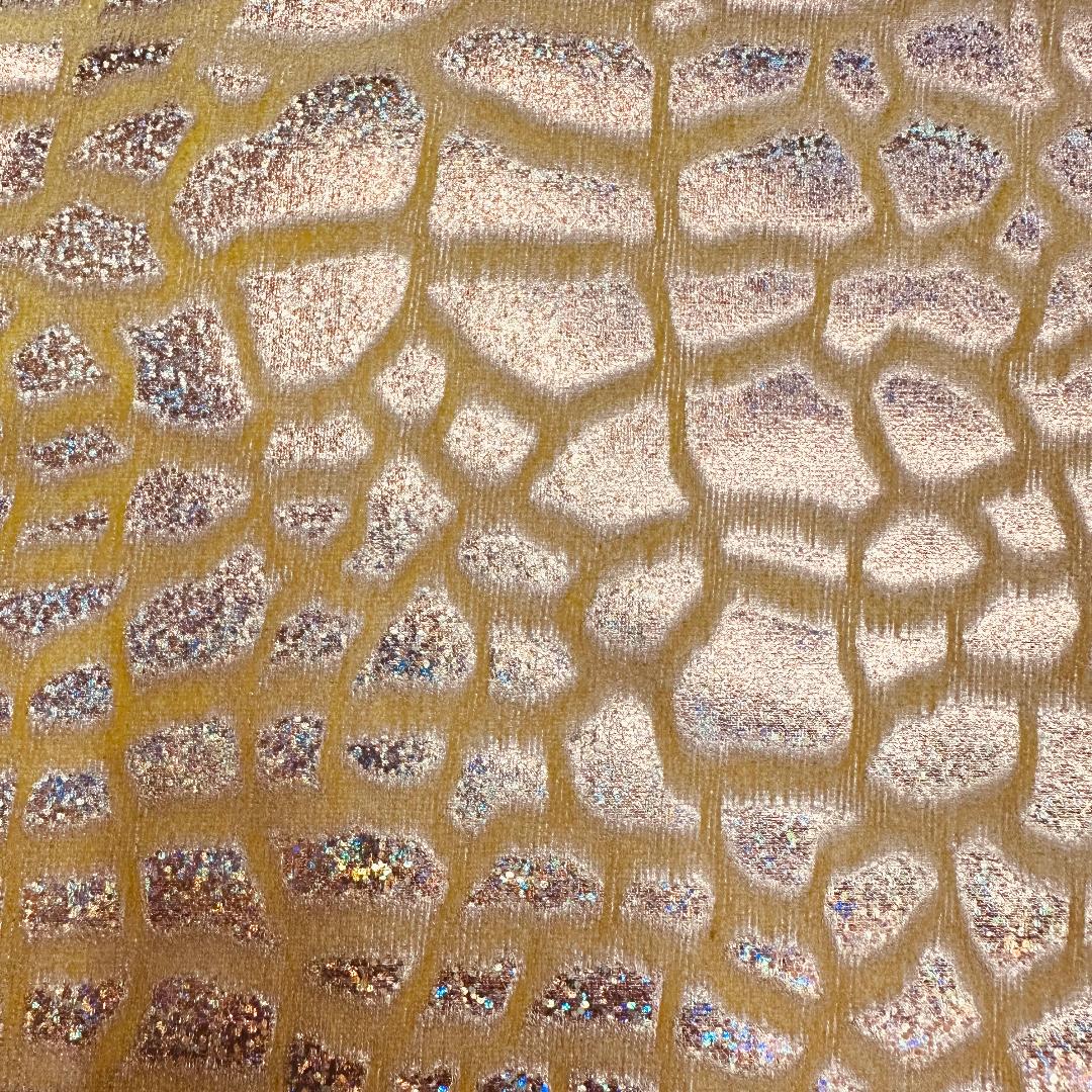 Velvet Hologram Embossed Giraffe Print Fabric