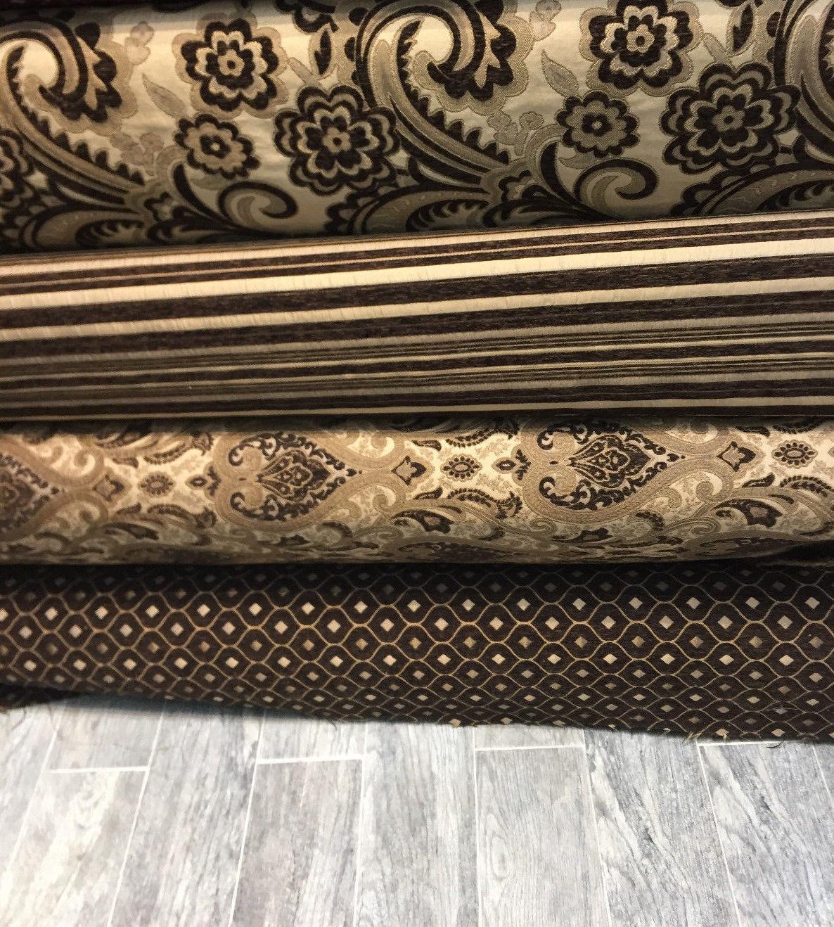 Mercedes Brown Chenille Upholstery Fabric - Damask Pattern, Brown, 56" Width (1 Yard)