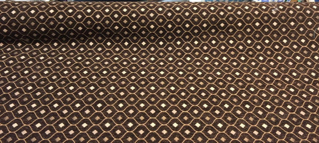 Mercedes Brown Chenille Upholstery Fabric - Damask Pattern, Brown, 56" Width (1 Yard)