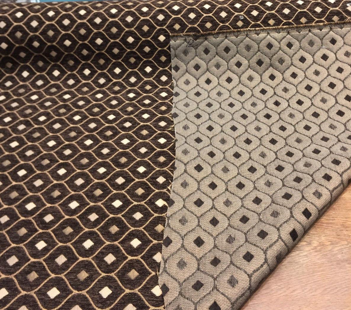 Mercedes Brown Chenille Upholstery Fabric - Damask Pattern, Brown, 56" Width (1 Yard)