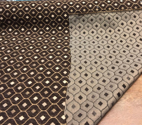 Mercedes Brown Chenille Upholstery Fabric - Damask Pattern, Brown, 56" Width (1 Yard)