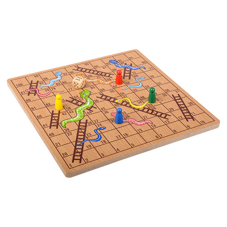 Wooden Snakes and Ladders Game (10" Box)