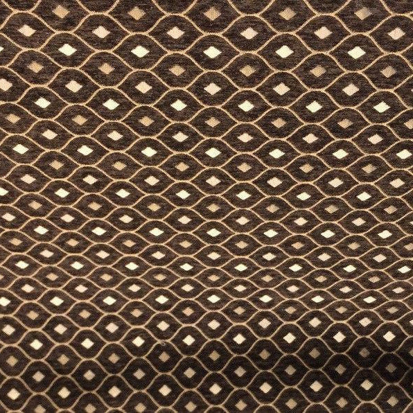 Mercedes Brown Chenille Upholstery Fabric - Damask Pattern, Brown, 56" Width (1 Yard)