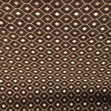 Mercedes Brown Chenille Upholstery Fabric - Damask Pattern, Brown, 56" Width (1 Yard)