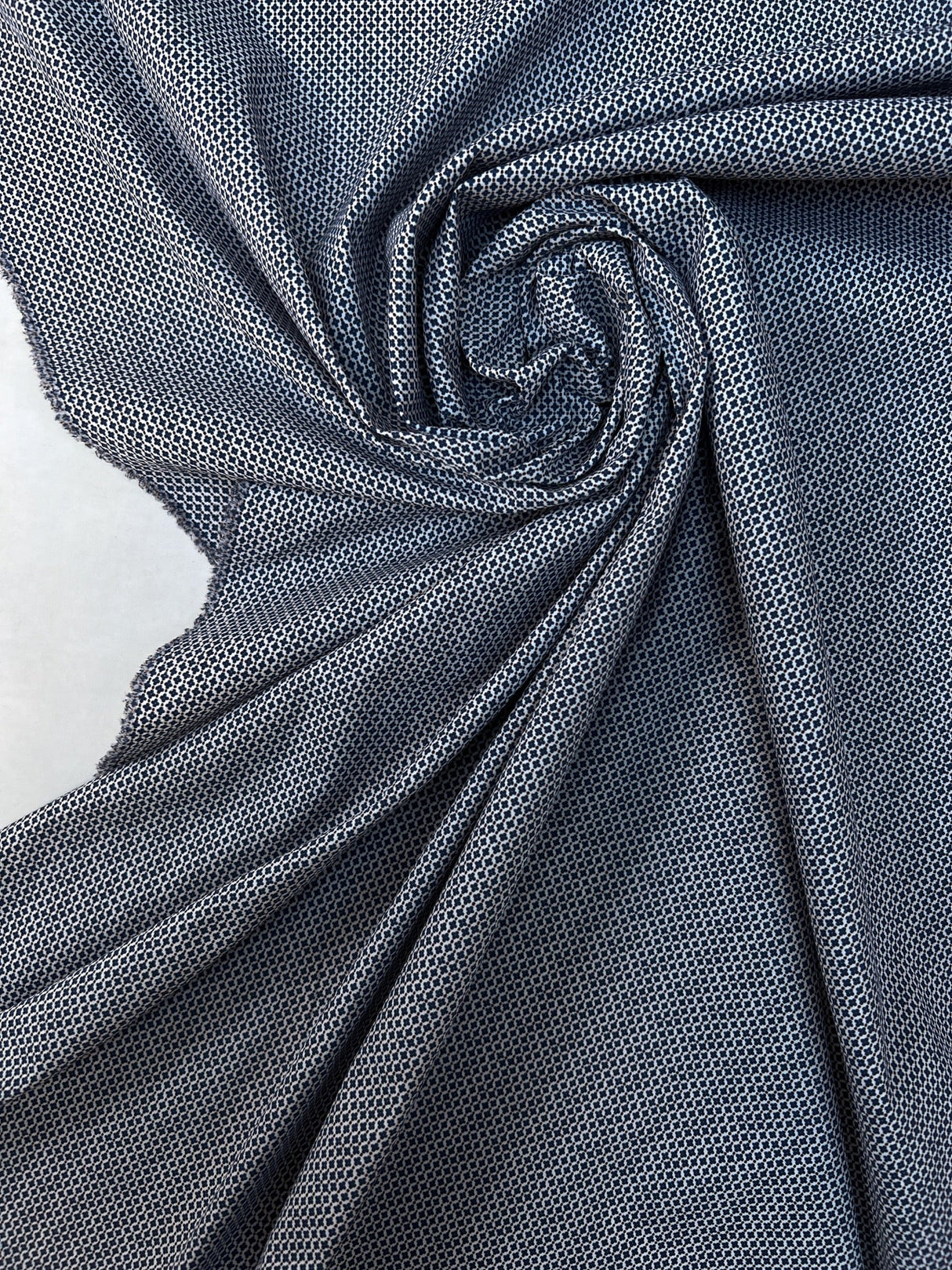 Polyamide Elastane Crepe Printed Blue White