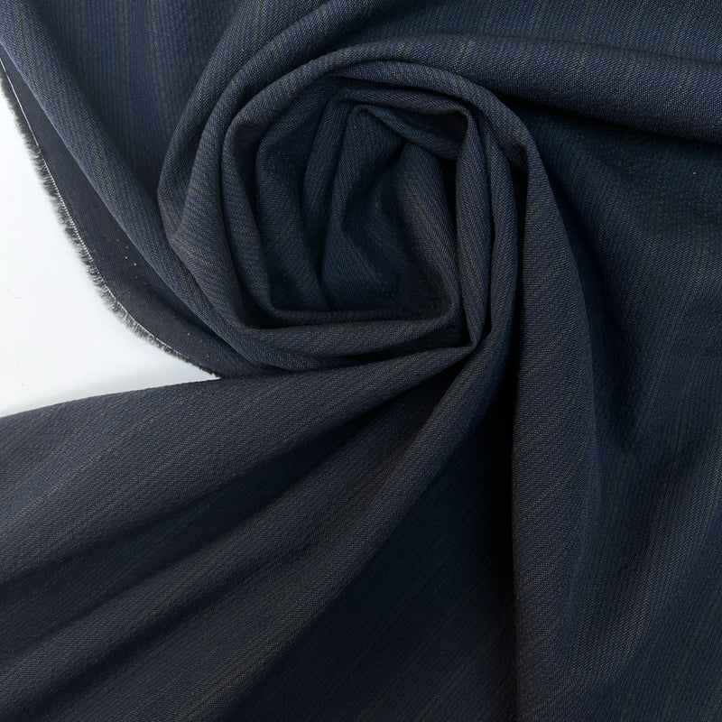 Italian Wool Blue Black Striped Fabric