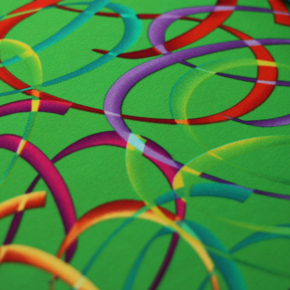 Wild Confetti Nylon Spandex Fabric - Multicolor Rainbow Crescent Print, 58-60" Width (1 Yard)