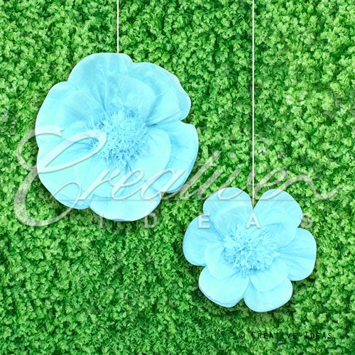 12",16" Tissue Scallop Flowers-2 Pcs/Set (Blue)