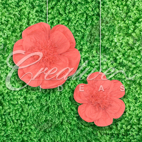 12",16" Tissue Scallop Flowers-2 Pcs/Set (Coral)