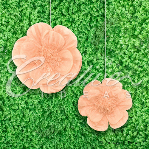 12",16" Tissue Scallop Flowers-2 Pcs/Set (Peach)