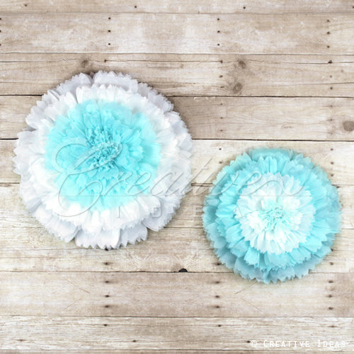 12",16" Tissue Starburst Flowers-2 Pcs/Set (Blue)