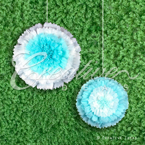 12",16" Tissue Starburst Flowers-2 Pcs/Set (Blue)