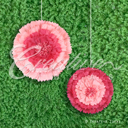 12",16" Tissue Starburst Flowers-2 Pcs/Set (Fuchsia)