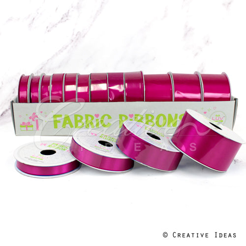 12 Rolls Satin Ribbons Multiple Size & Put-Up (Azalea)