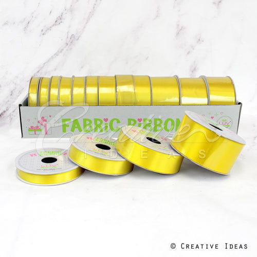 12 Rolls Satin Ribbons Multiple Size & Put-Up (Daffodil)