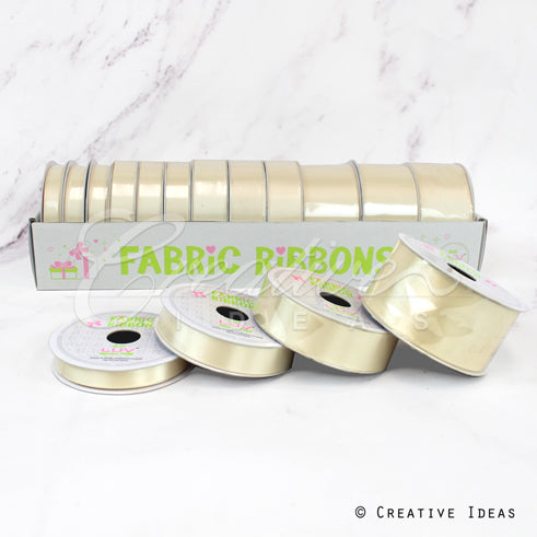 12 Rolls Satin Ribbons Multiple Size & Put-Up (Ivory)
